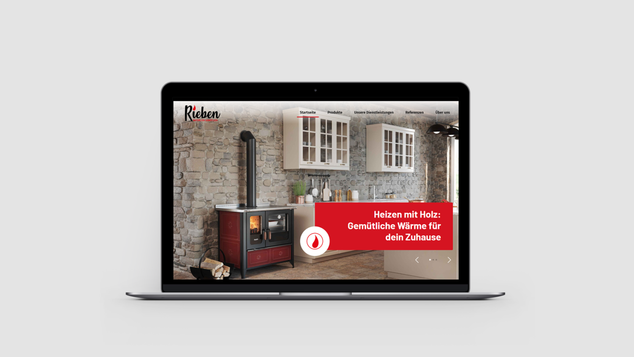 Vorschau Webseite Rieben Ofen auf Laptop