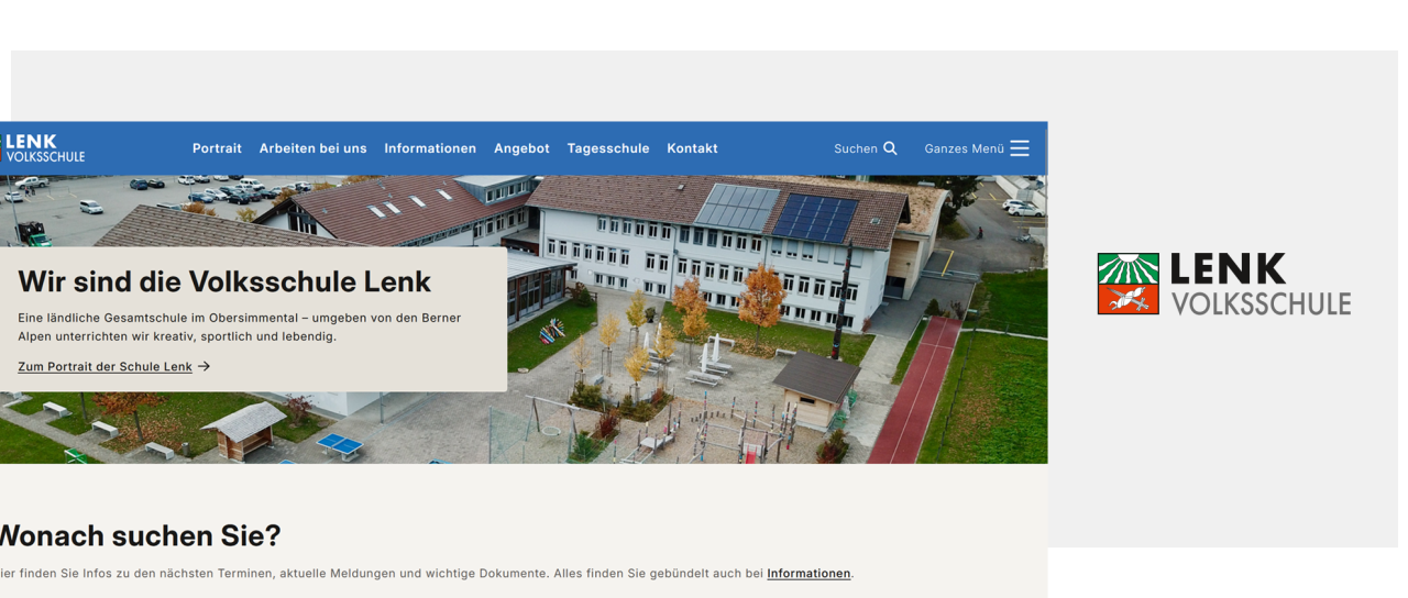 Startseite Webseite Volksschule Lenk mit Logo